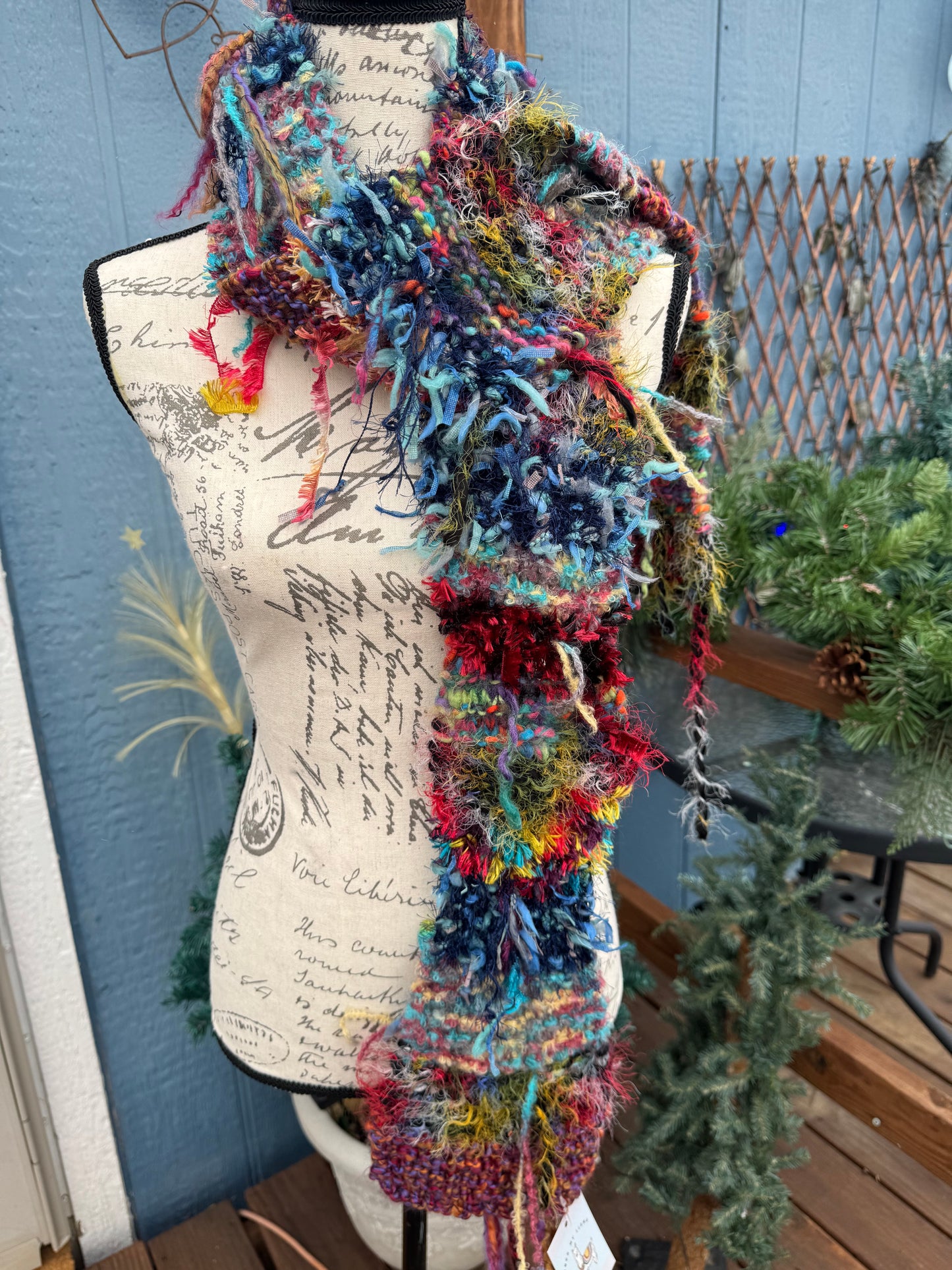 Tie Dye Hand-Knitted Scrap Scarf