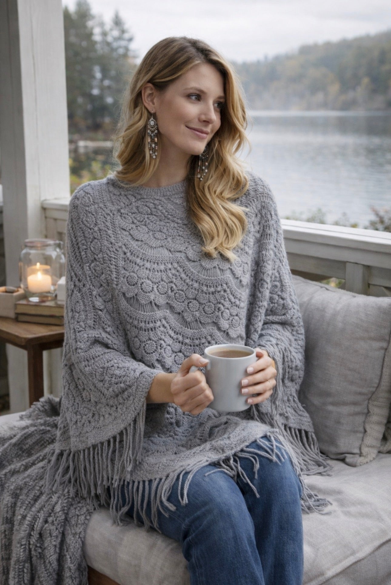 Scallop Knit Lace Poncho