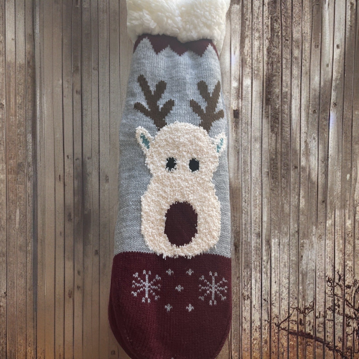 Reindeer Sherpa Non-Slip Slipper Socks