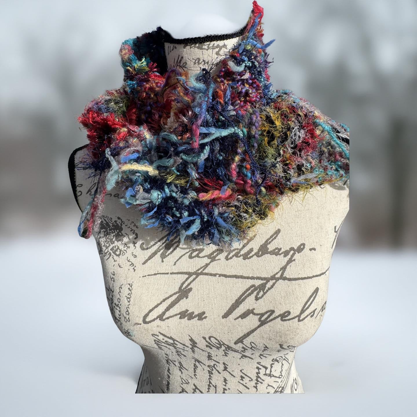 Tie Dye Hand-Knitted Scrap Scarf