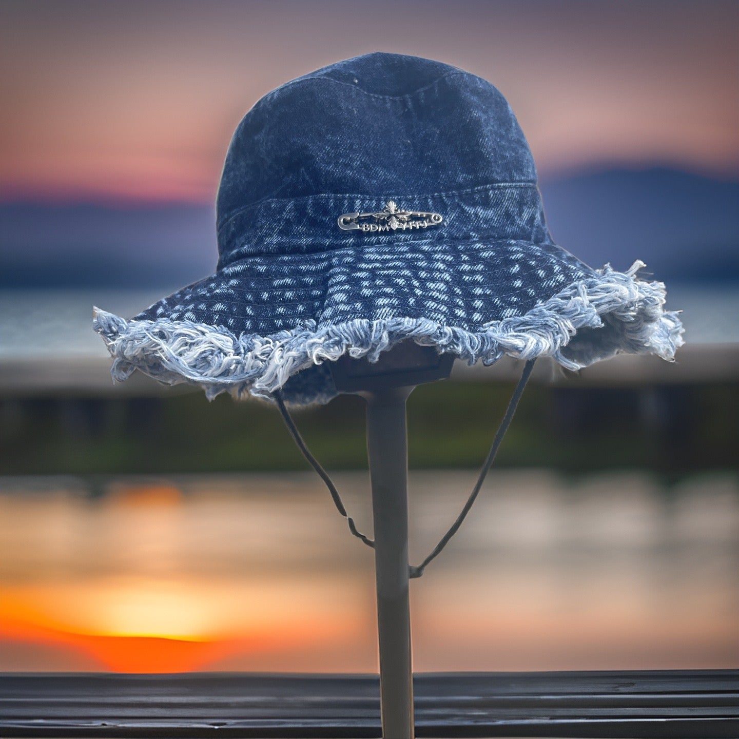 Denim Short Brimmed Distressed Hat