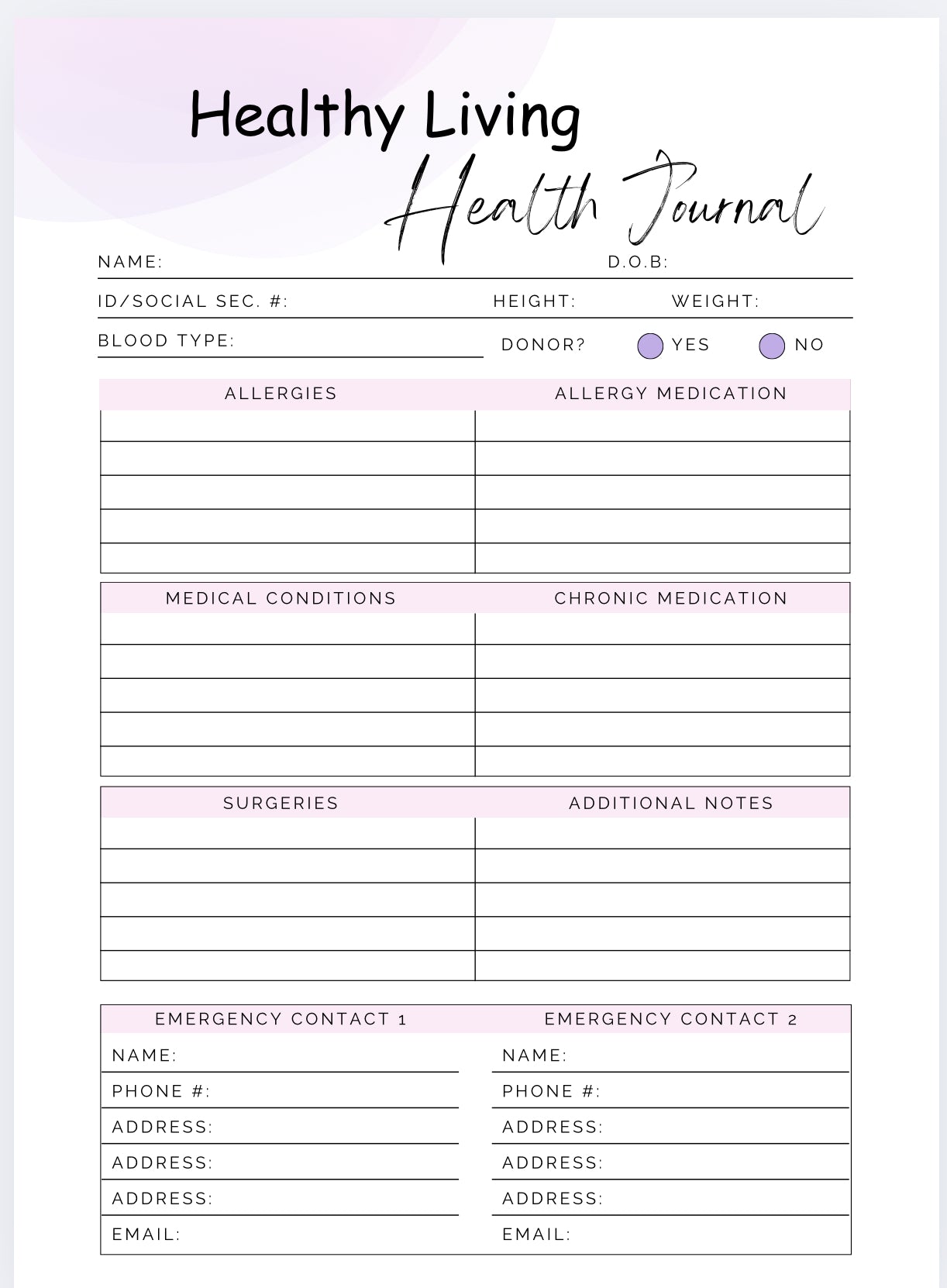 Healthy Living Journal