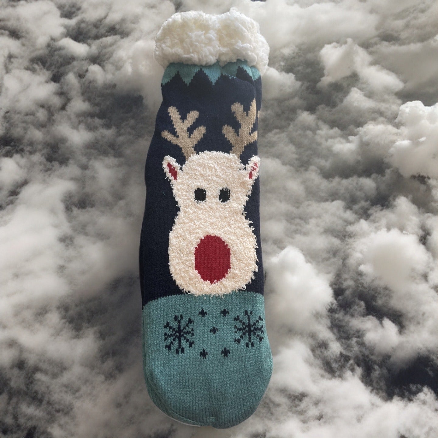 Reindeer Sherpa Non-Slip Slipper Socks