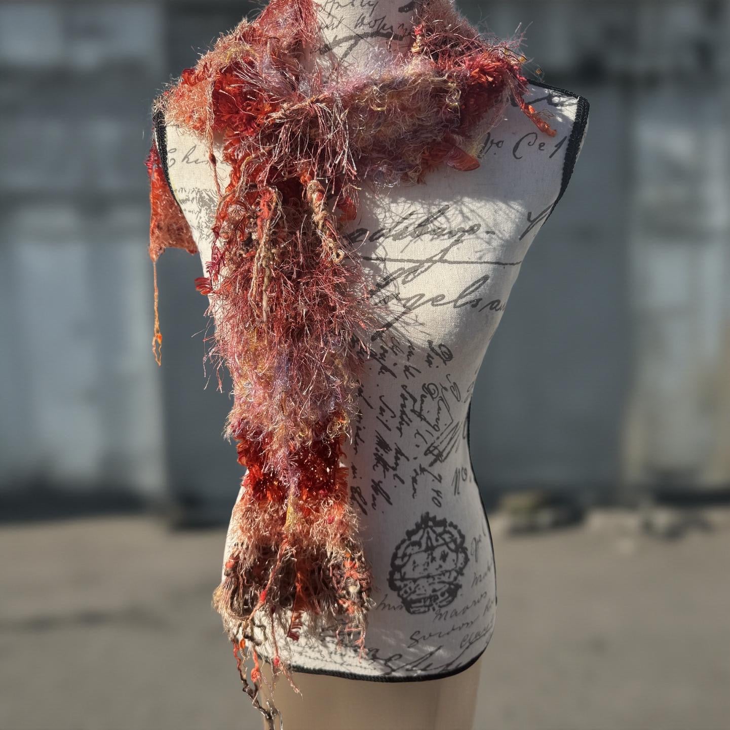 Tangerine Dreams Hand-Knit Scrap Scarf