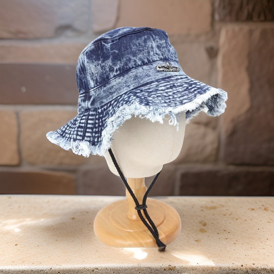 Denim Short Brimmed Distressed Hat