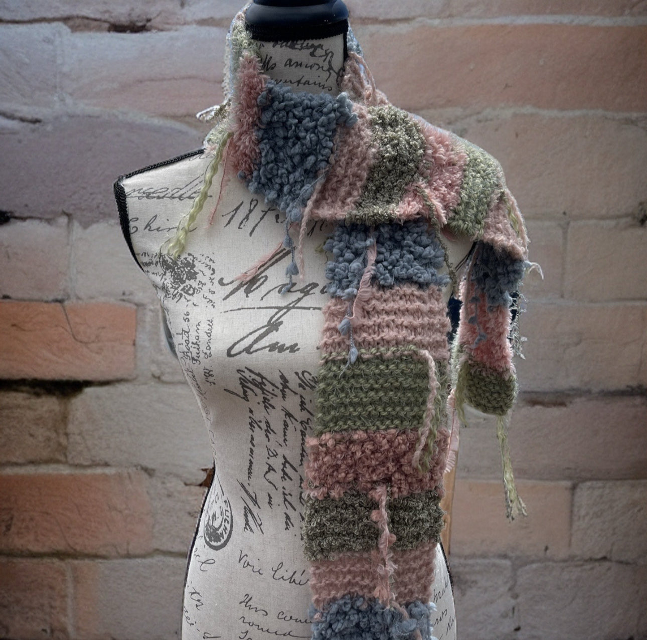 Vintage Hand-Knit Scrap Scarf