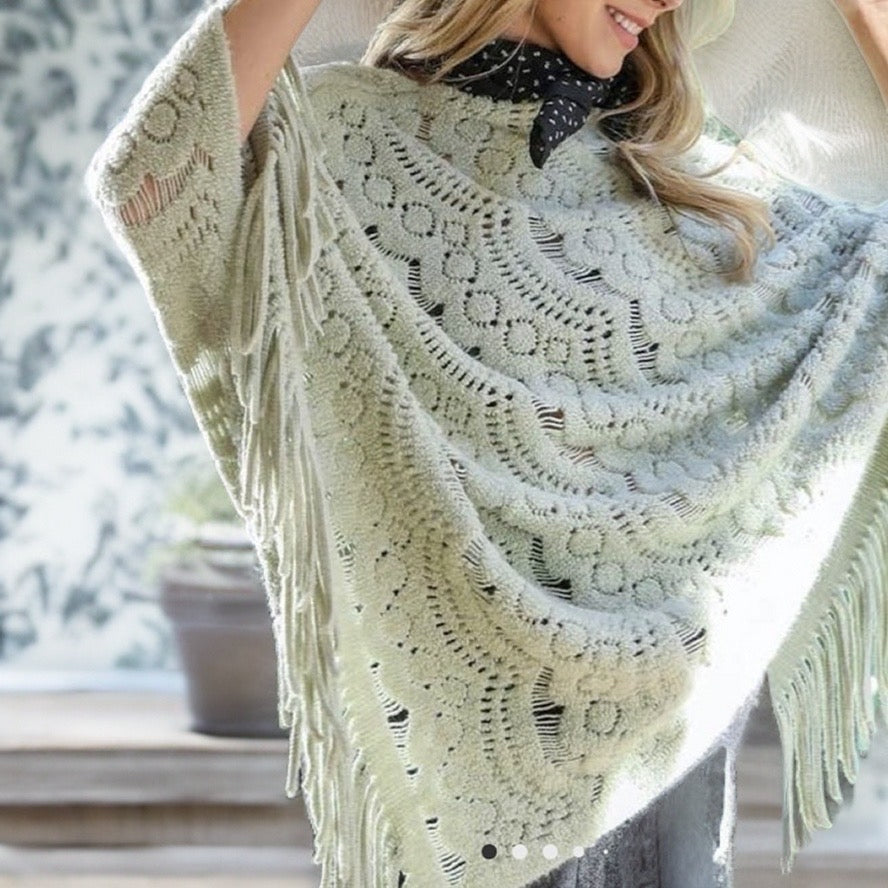 Scallop Knit Lace Poncho