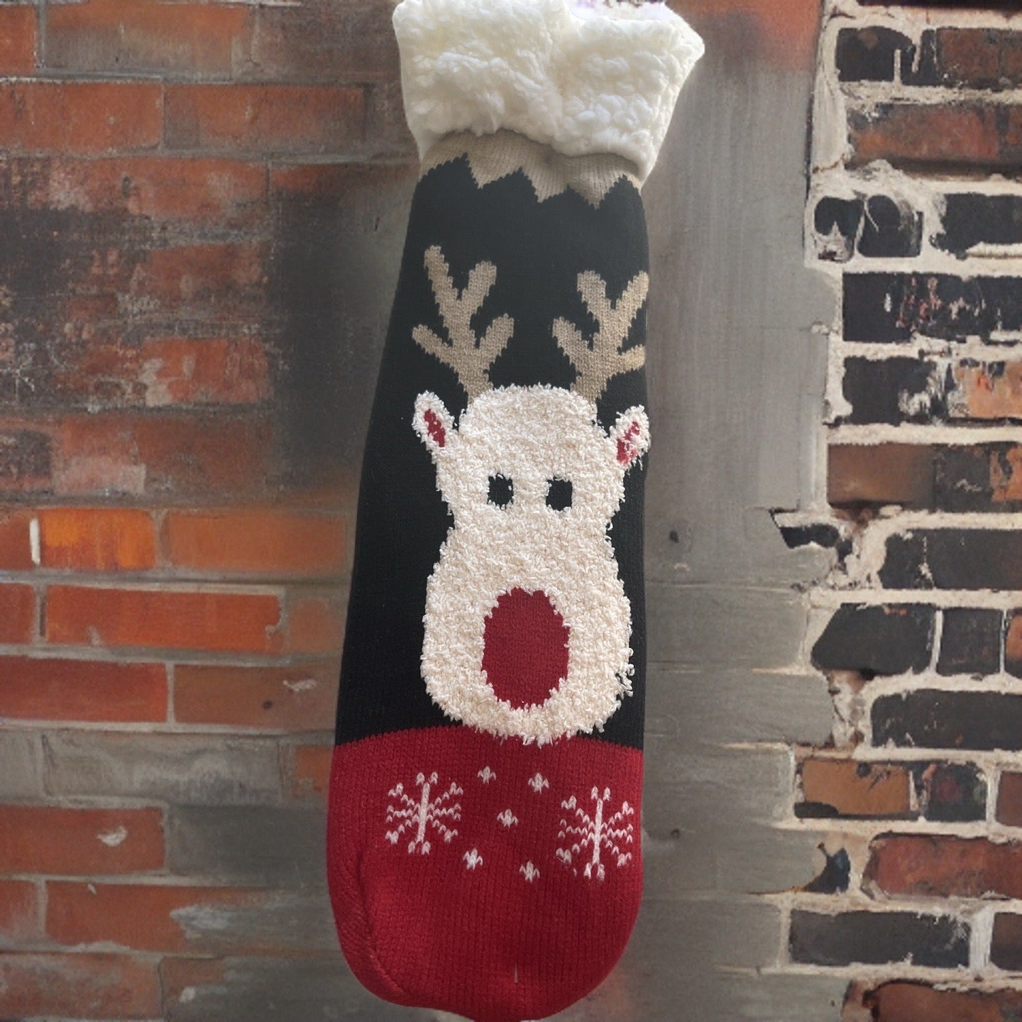 Reindeer Sherpa Non-Slip Slipper Socks