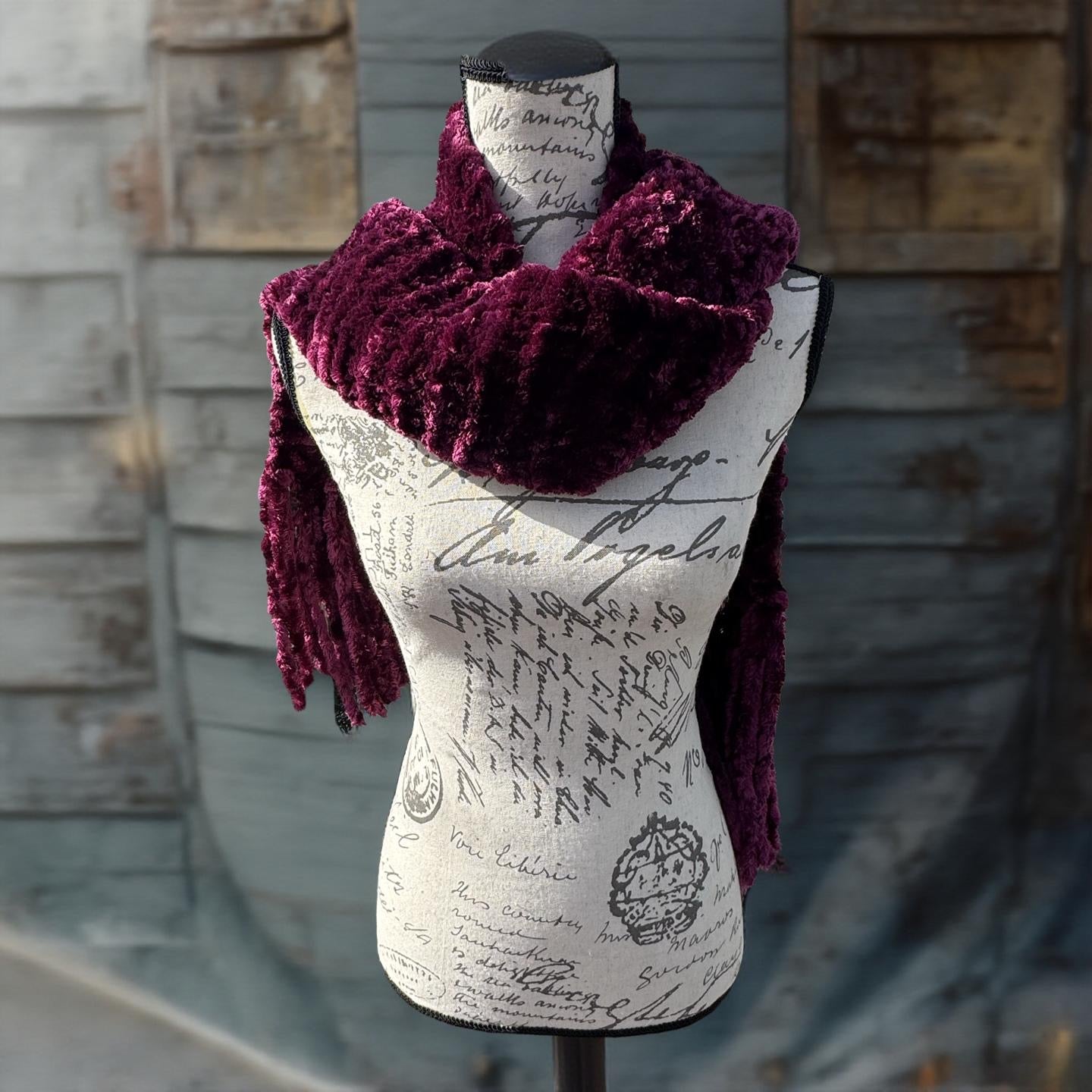 Velvet Hand-Knit Scarves