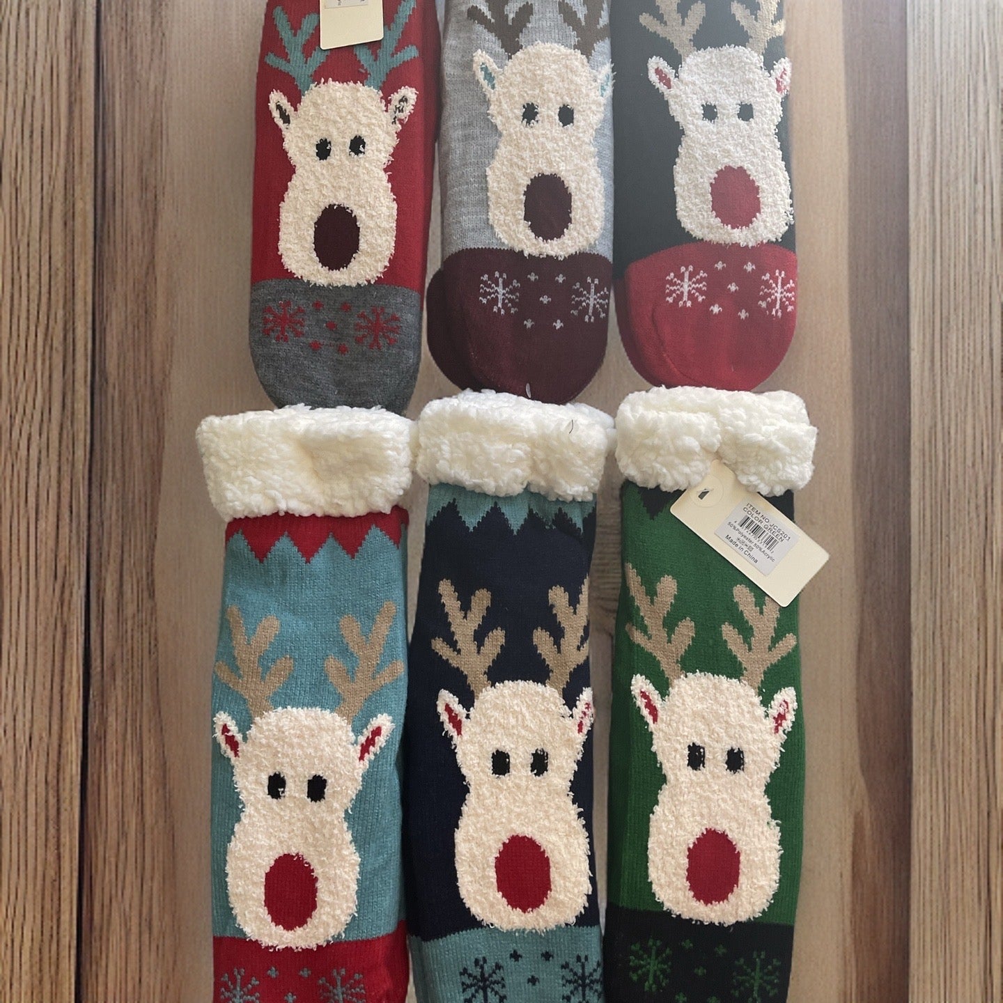 Reindeer Sherpa Non-Slip Slipper Socks