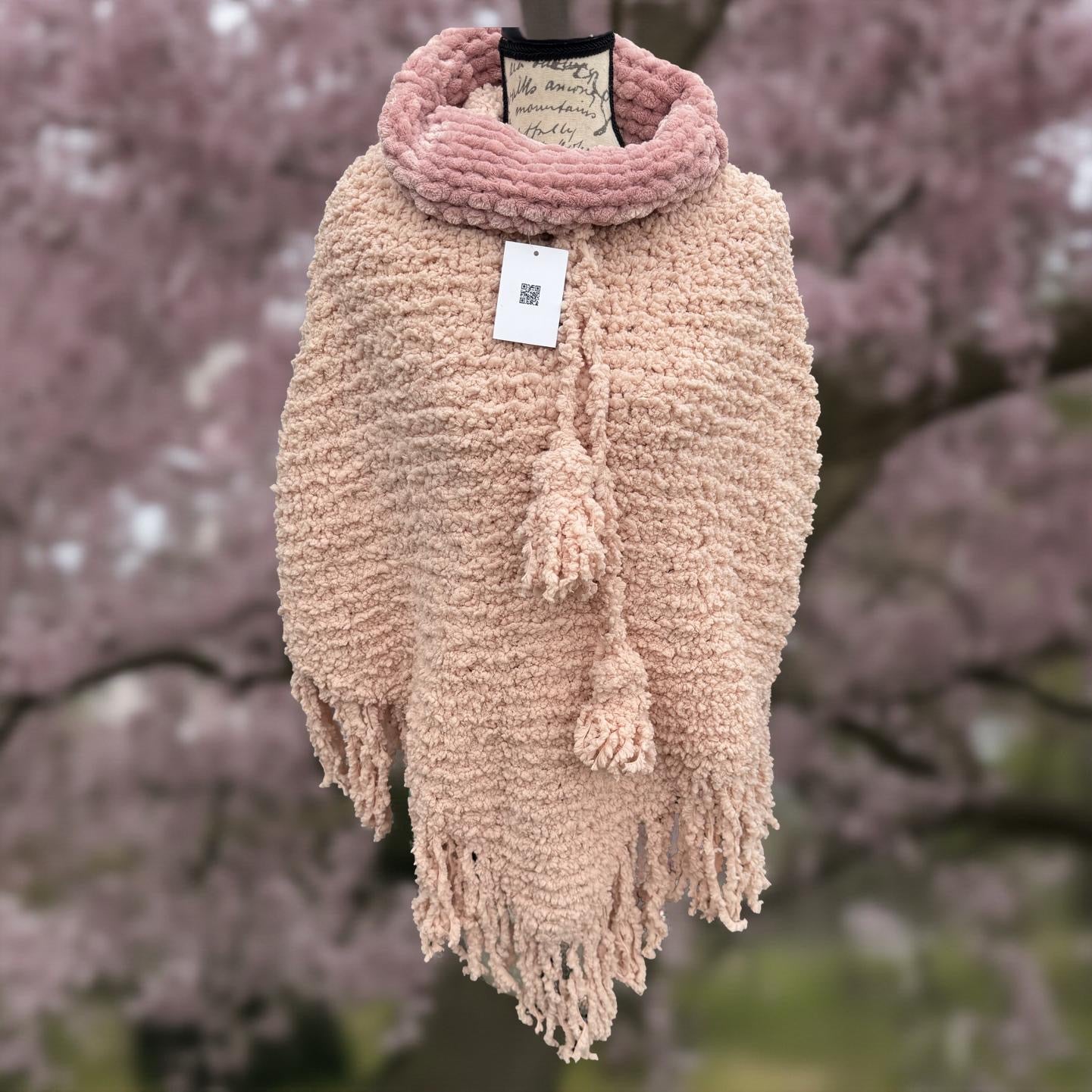 Boucile Hand-Knitted Blush Substantial Poncho