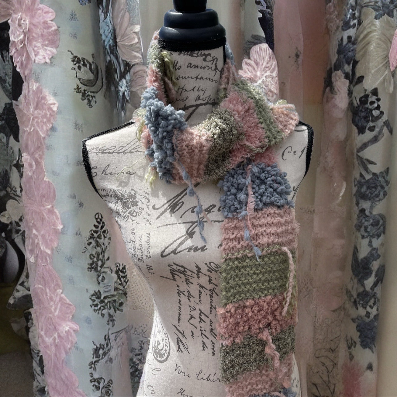 Vintage Hand-Knit Scrap Scarf