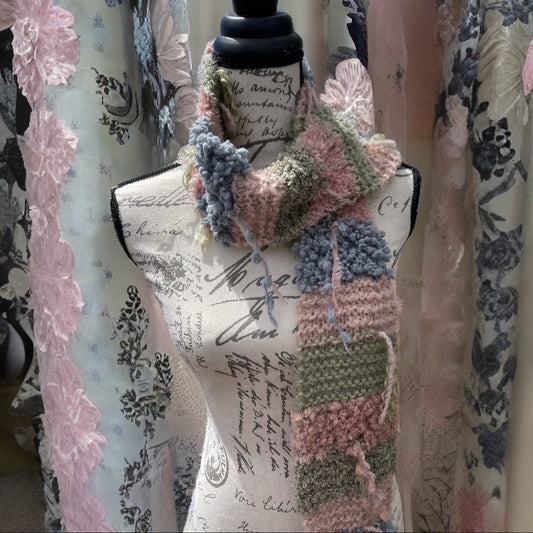 Vintage Hand-Knit Scrap Scarf