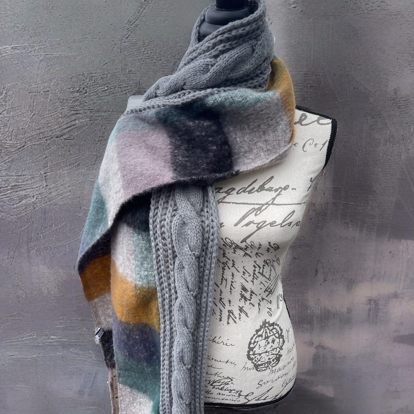 Cozy Knit Dual Textured Scarf with Tassels