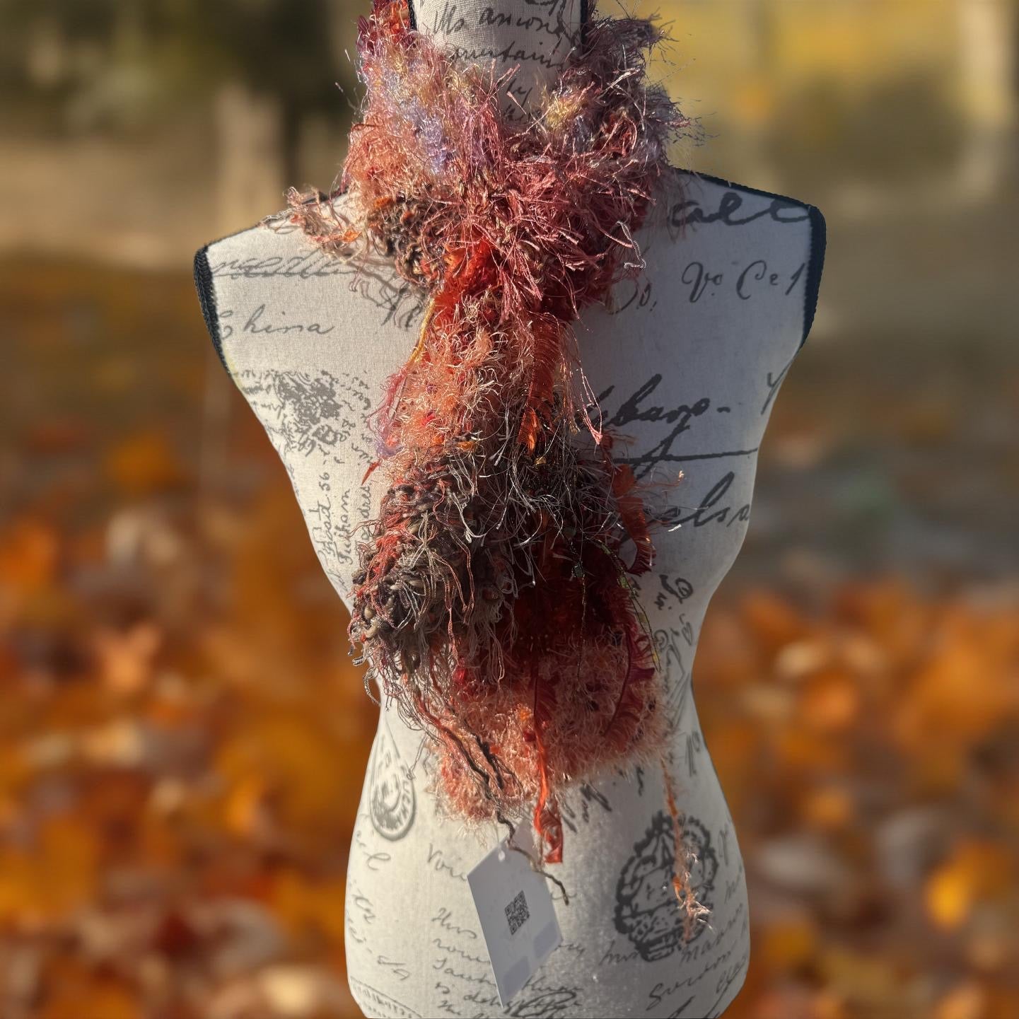 Tangerine Dreams Hand-Knit Scrap Scarf