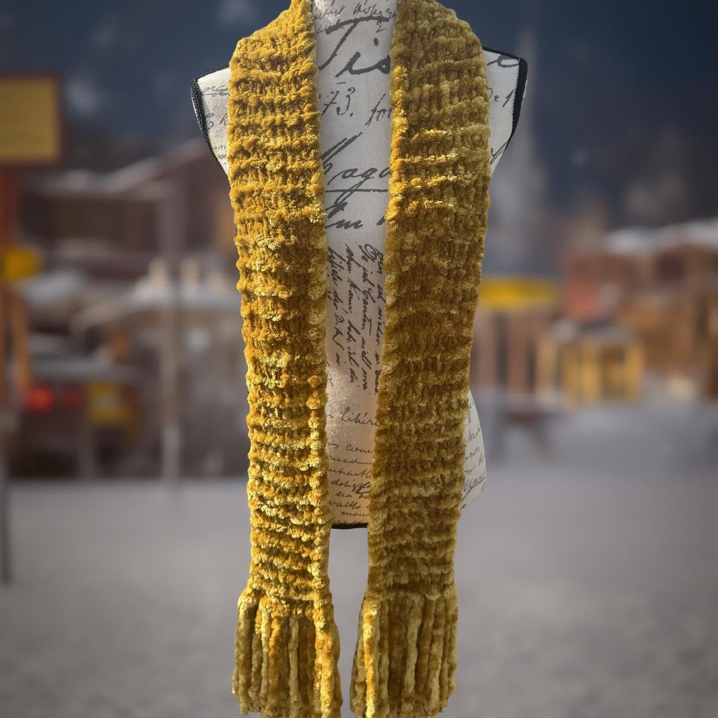 Velvet Hand-Knit Scarves