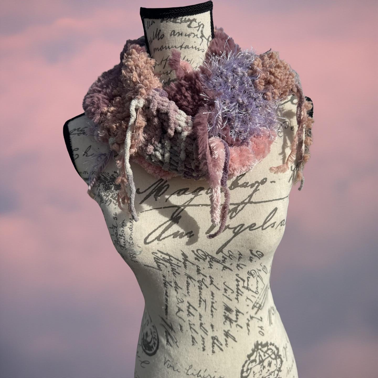 Frosted Petals Hand-Knit Scrap Scarf