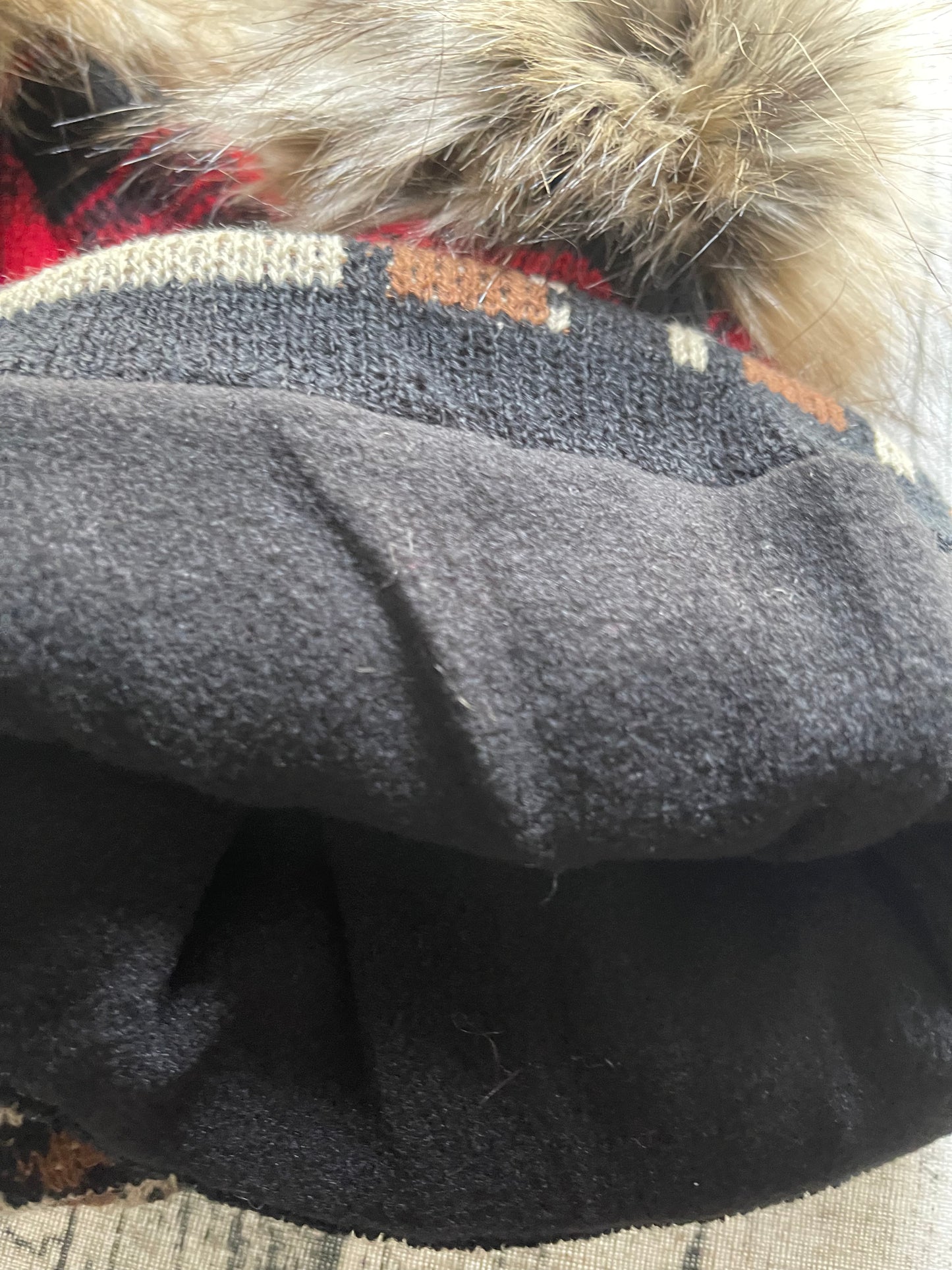 Red Buffalo Plaid Pom Hat with Leopard Trim