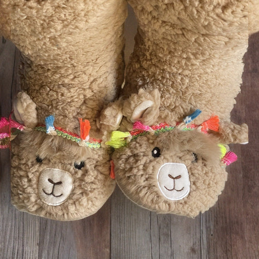 Llama Call You House Sherpa Slippers