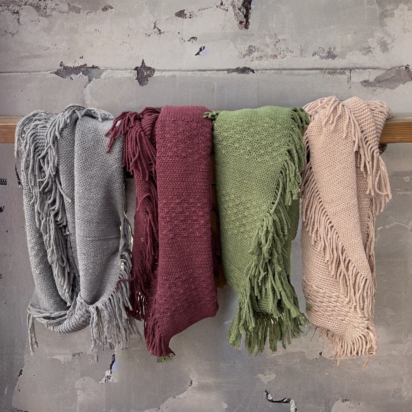 Pointelle Fringe Infinity Scarf-4 Colors