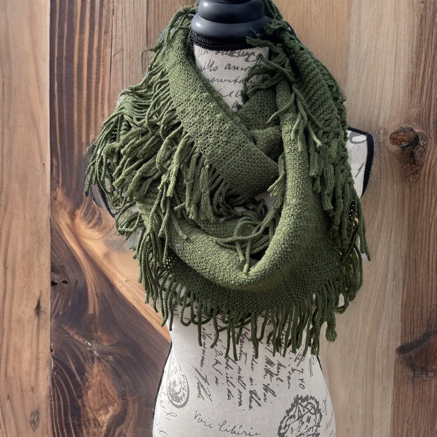 Pointelle Fringe Infinity Scarf-4 Colors