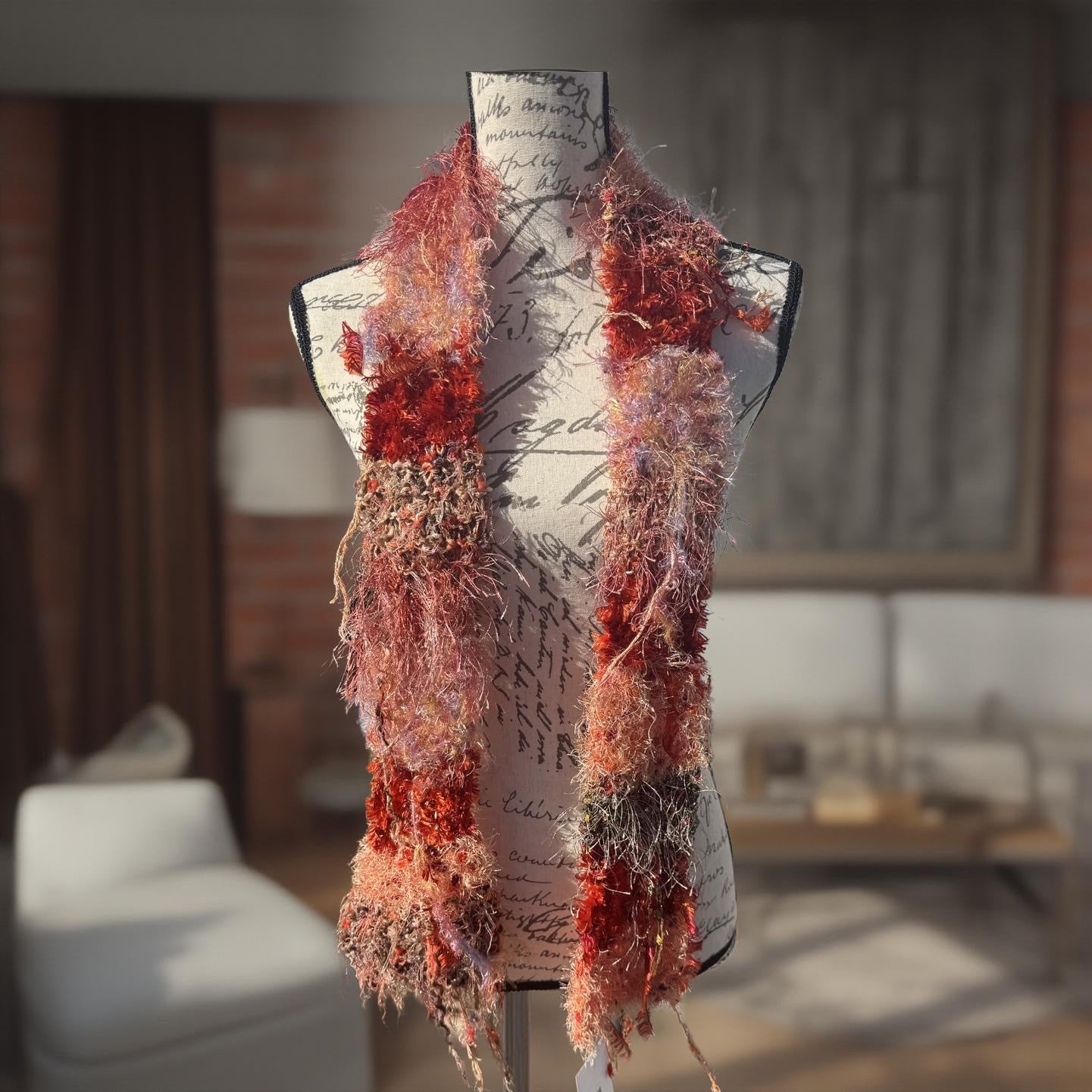 Tangerine Dreams Hand-Knit Scrap Scarf