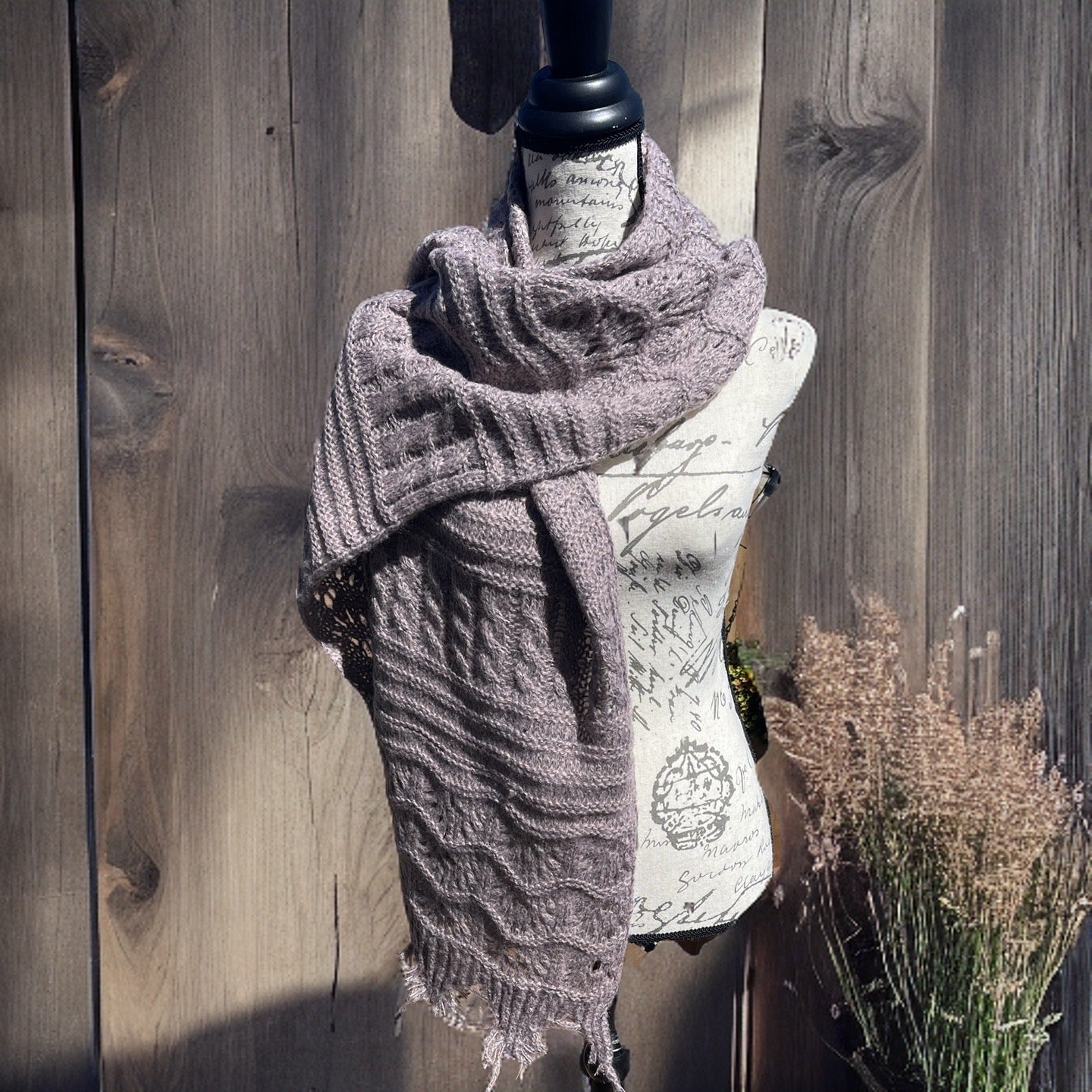 Feather Knit Boho Scarf