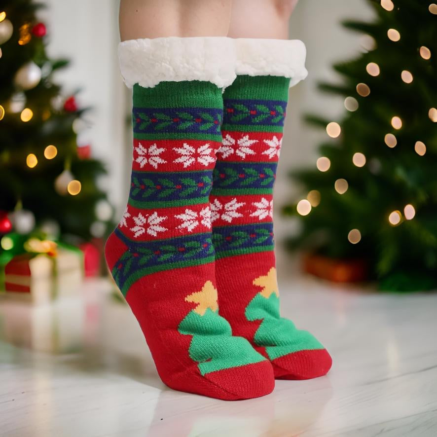 Christmas Sherpa Lined Slipper Socks