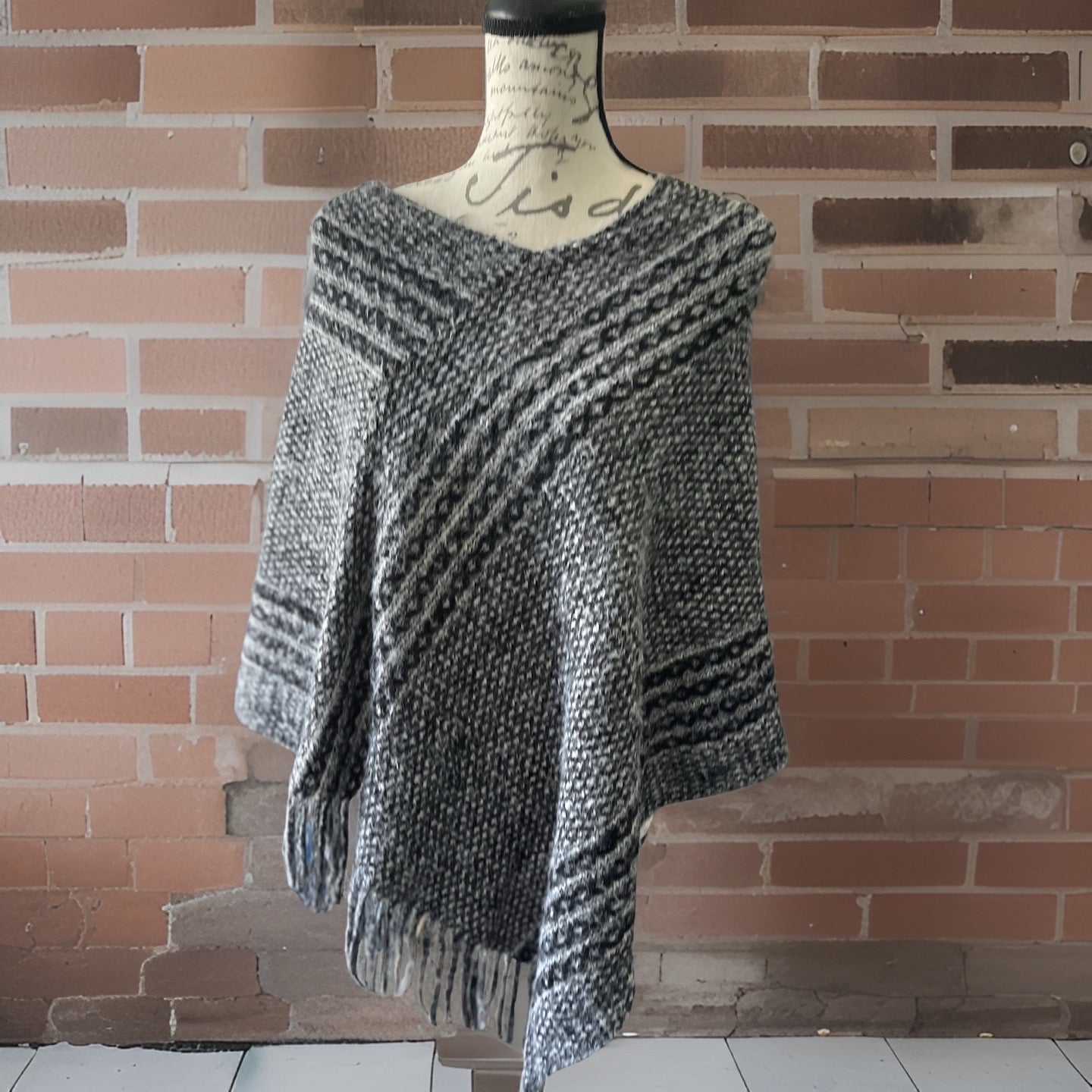 Striped Knit Poncho