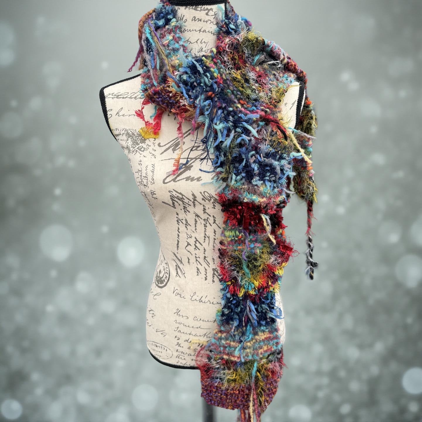 Tie Dye Hand-Knitted Scrap Scarf