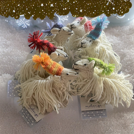 Llama Long Haired Stocking Hat Ornaments