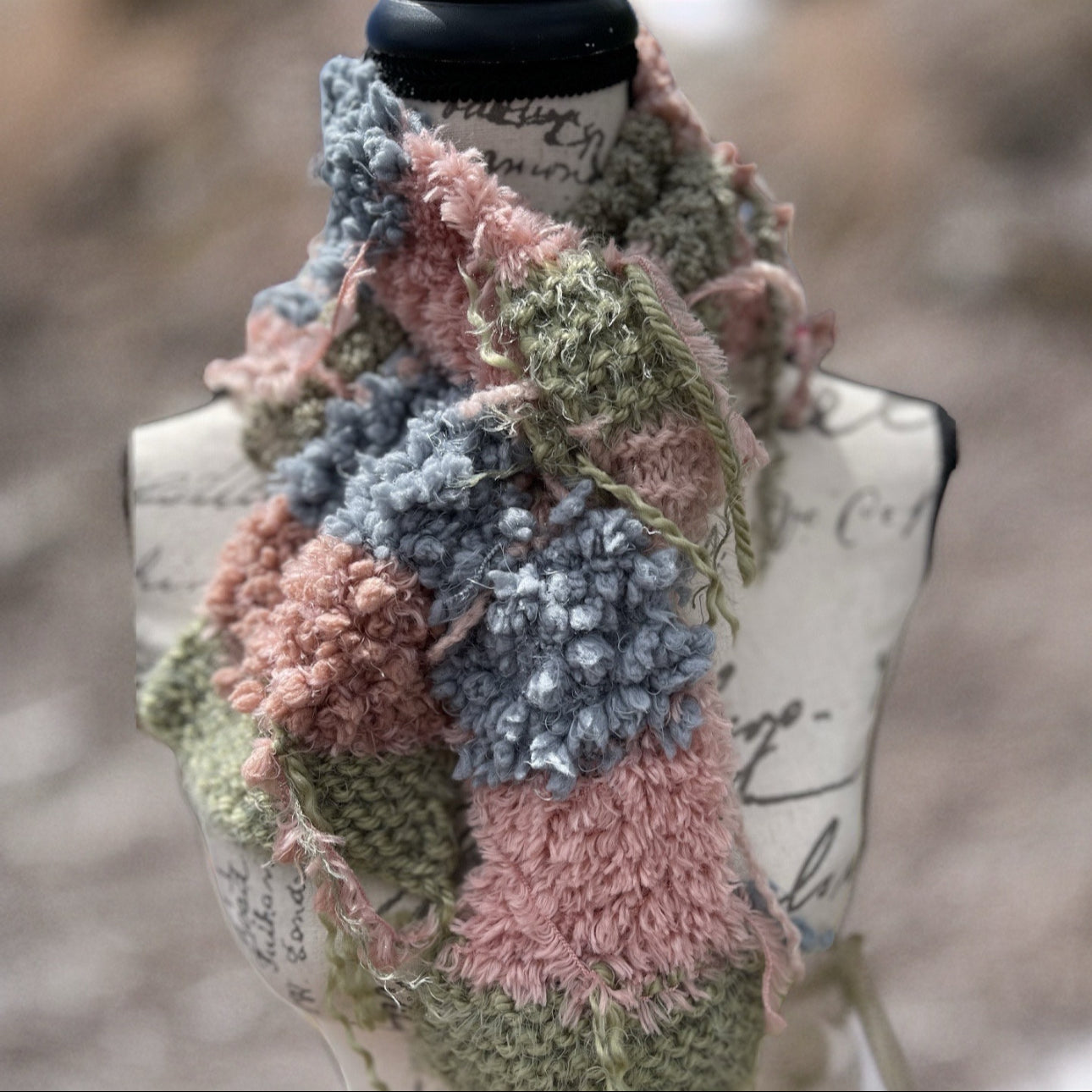 Vintage Hand-Knit Scrap Scarf