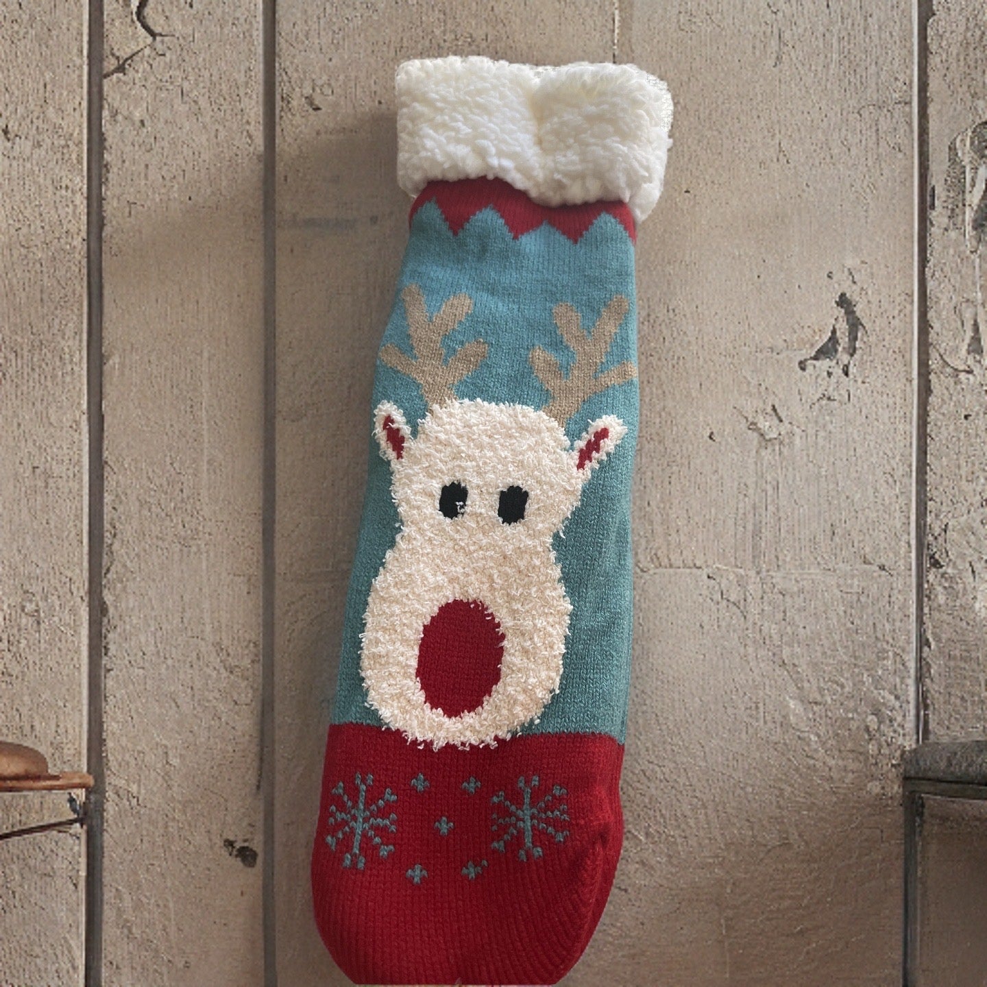 Reindeer Sherpa Non-Slip Slipper Socks