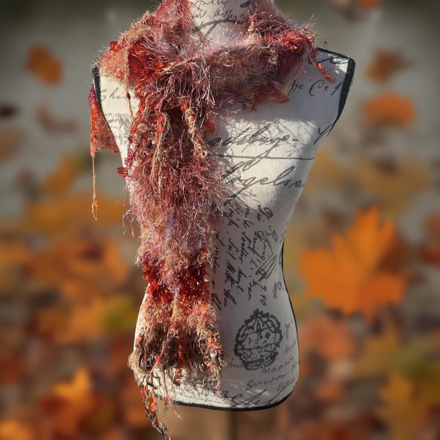 Tangerine Dreams Hand-Knit Scrap Scarf