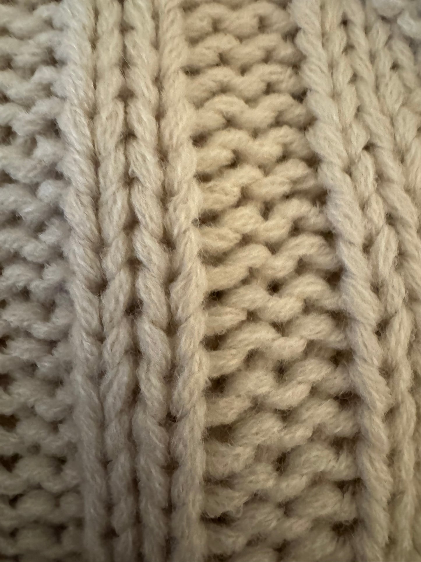 Ivory Turtleneck Cable Knit Poncho