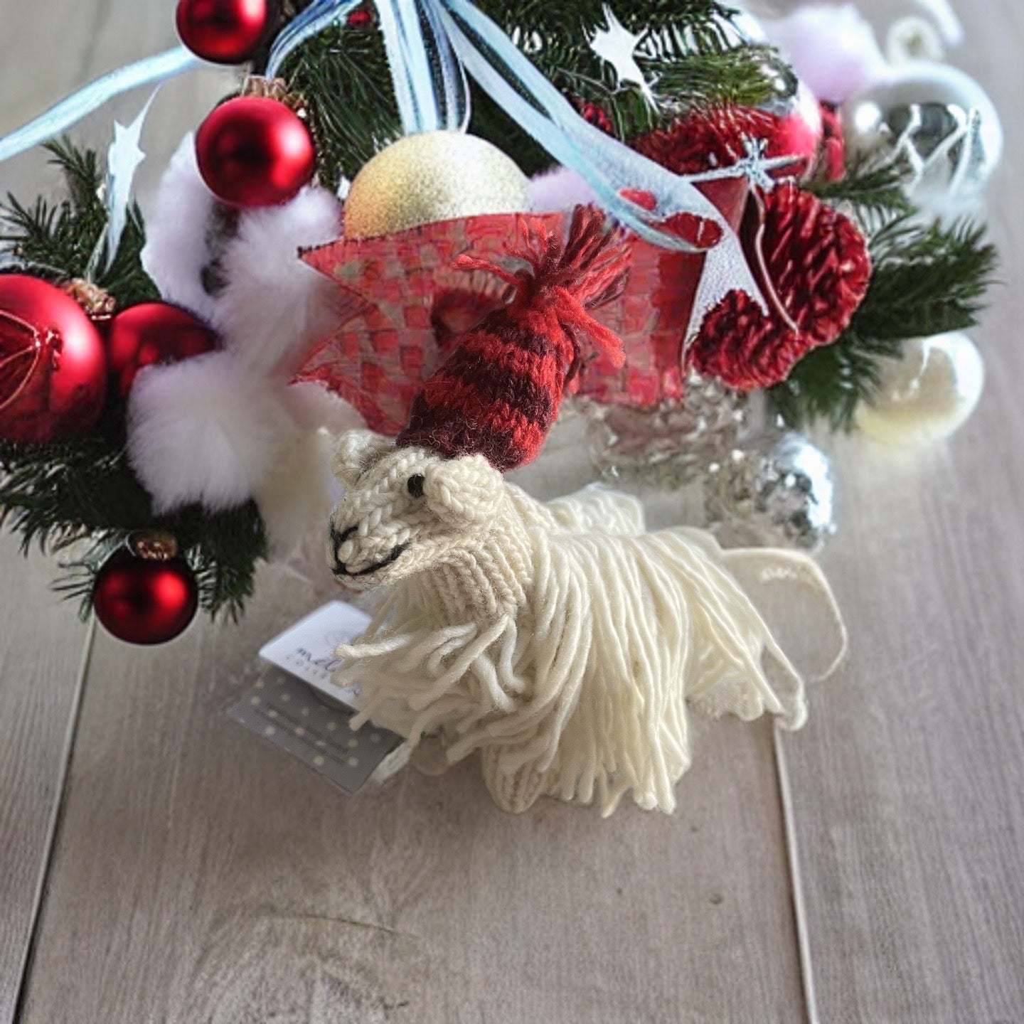 Llama Long Haired Stocking Hat Ornaments