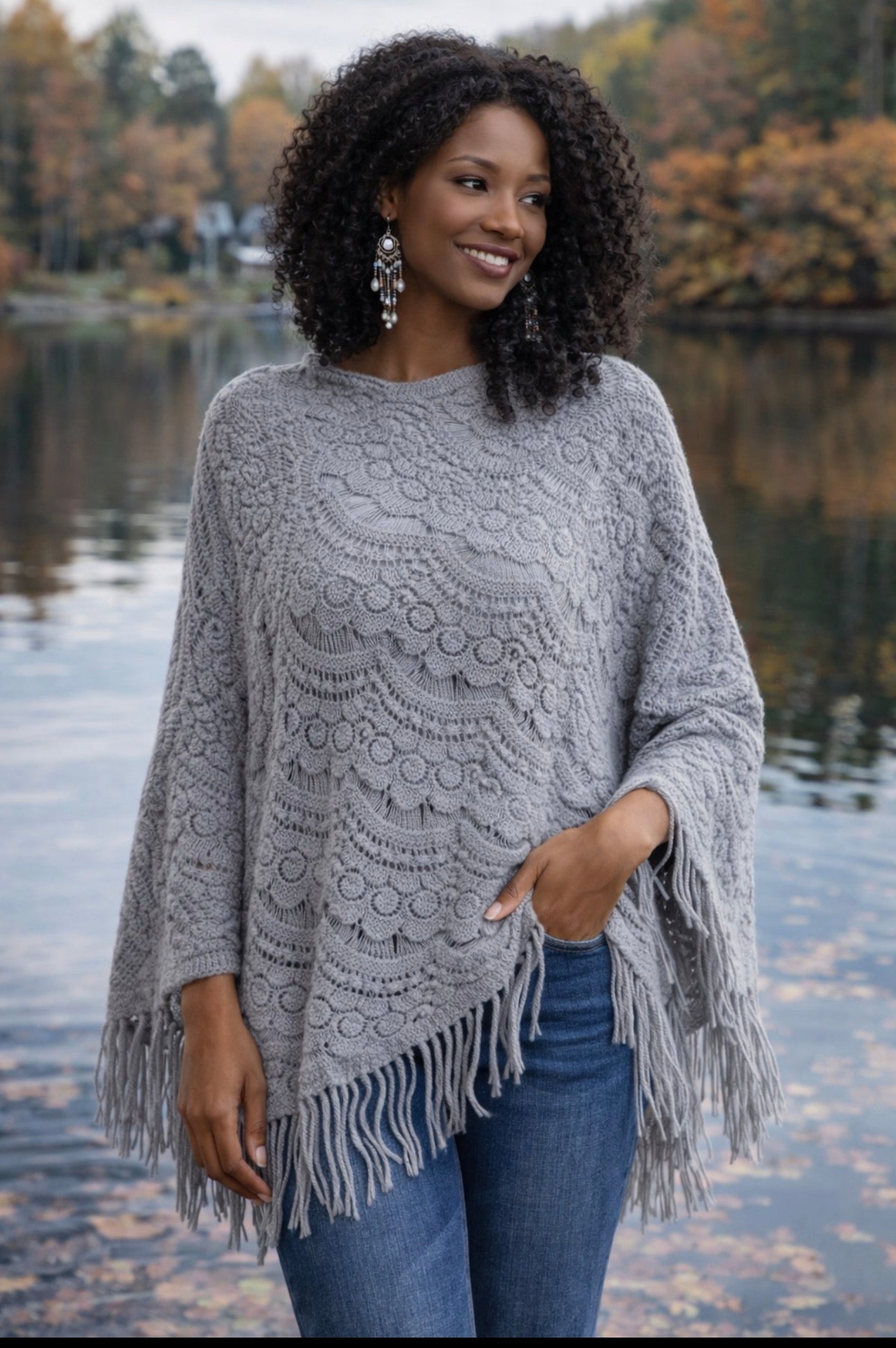 Scallop Knit Lace Poncho