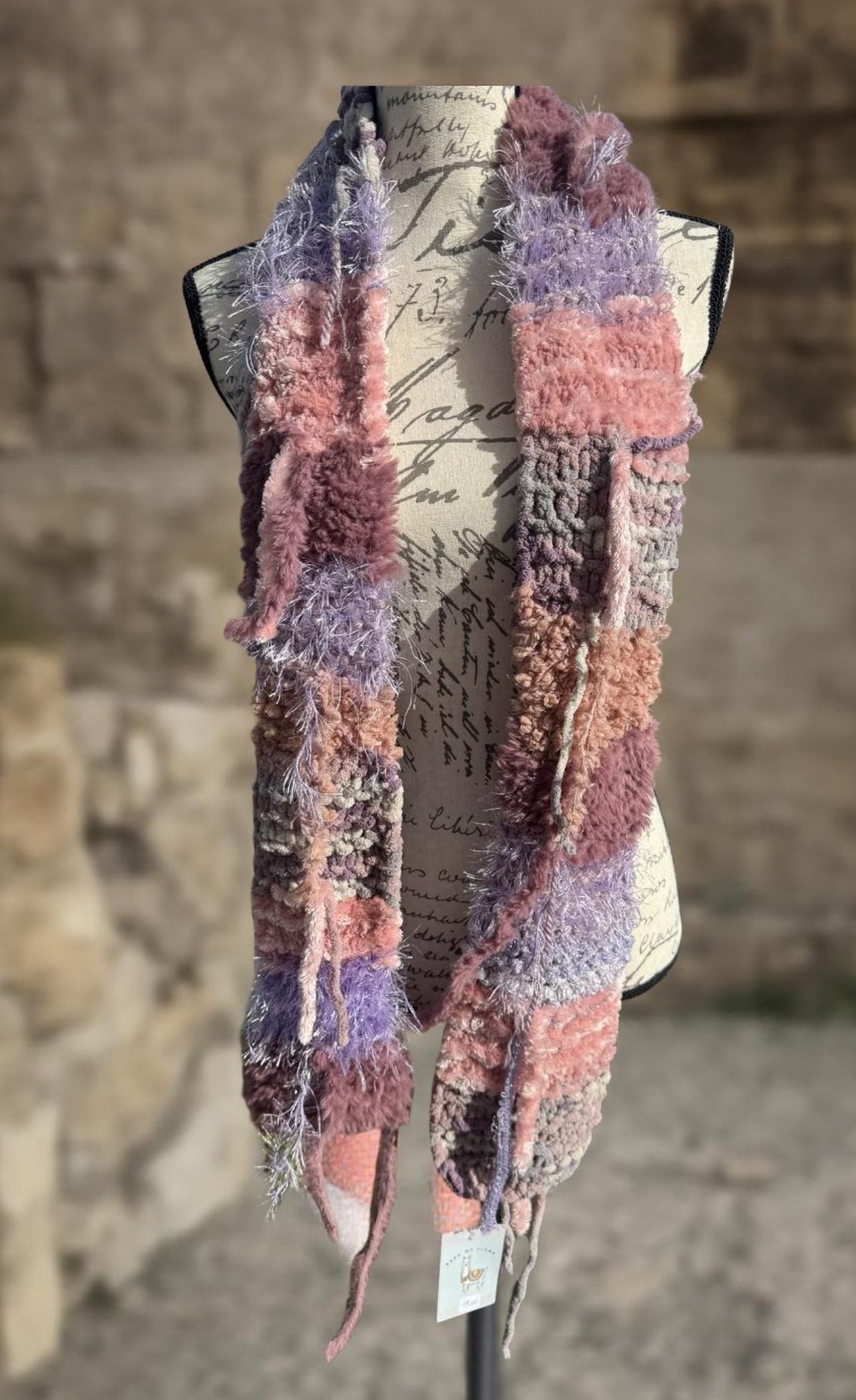 Frosted Petals Hand-Knit Scrap Scarf