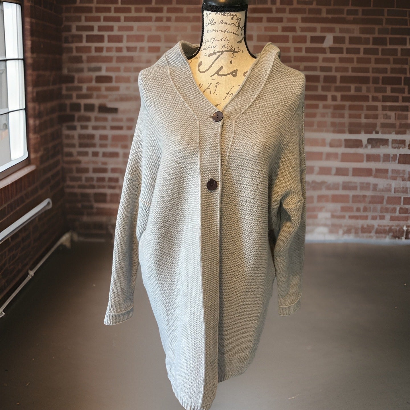 Hooded Cardigan with Two Button closure