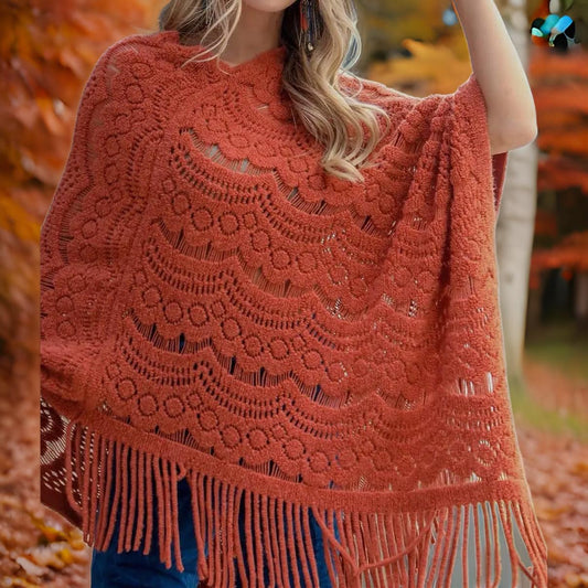 Scallop Knit Lace Poncho