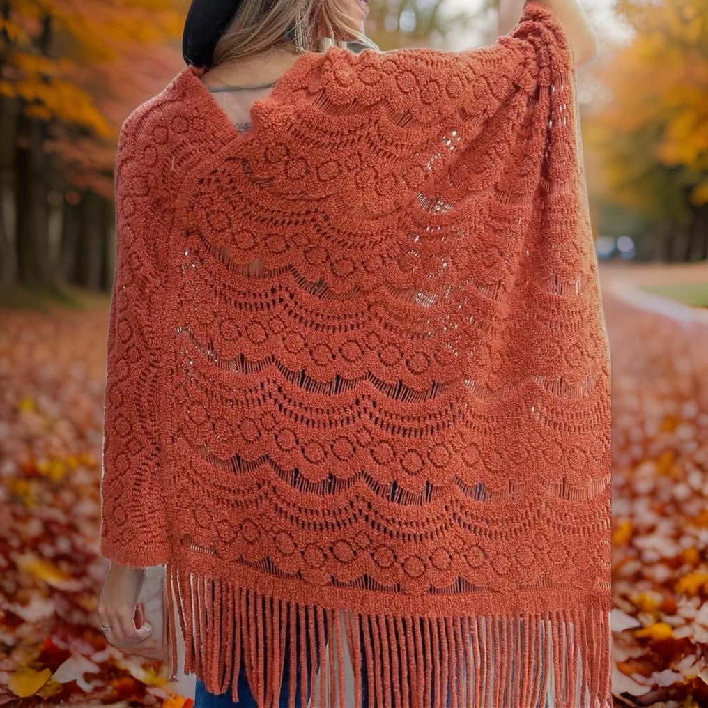 Scallop Knit Lace Poncho