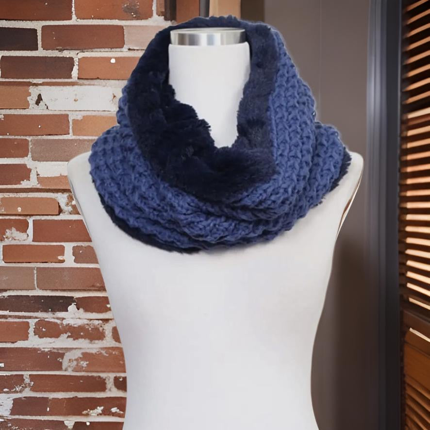 Knit Faux Fur Infinity Scarf