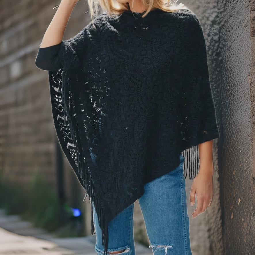 Scallop Knit Lace Poncho