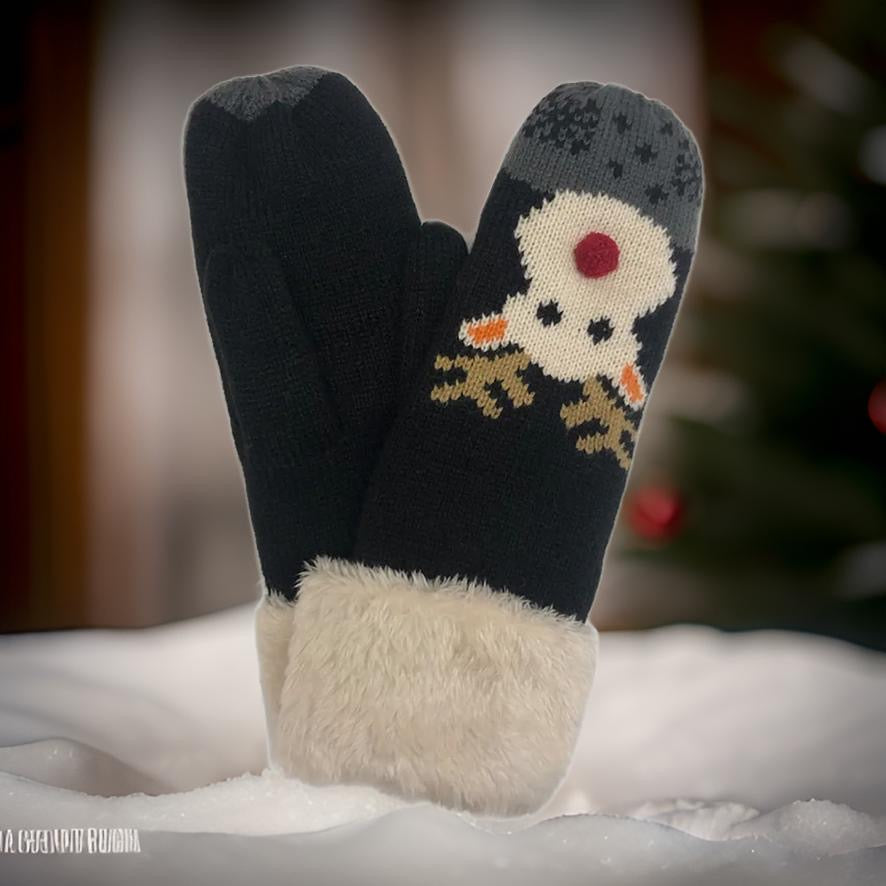 Reindeer Sherpa Lined Mittens