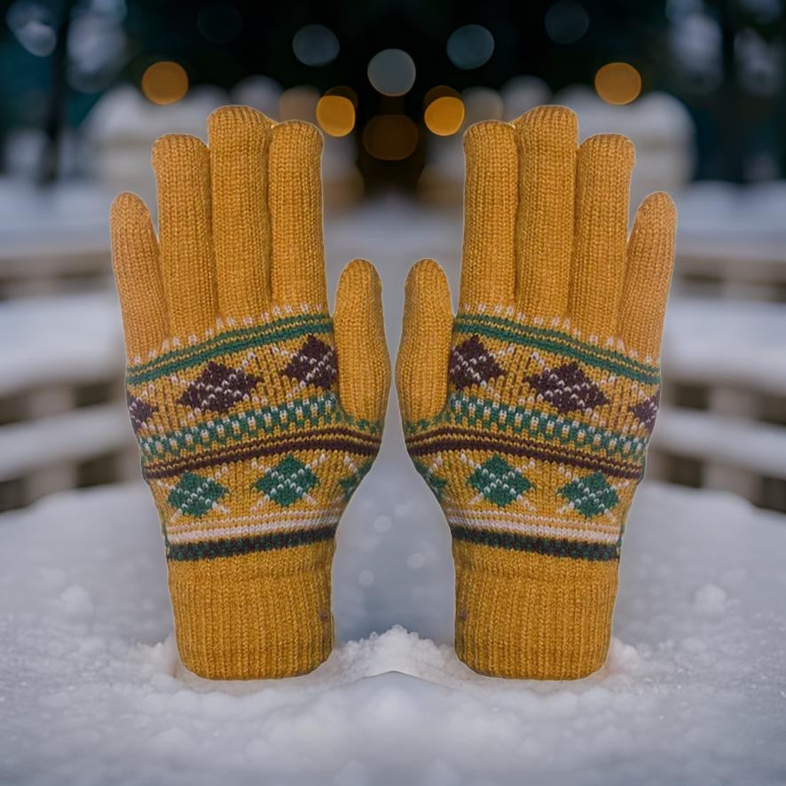 Geometic Fully Lined Knitted Gloves