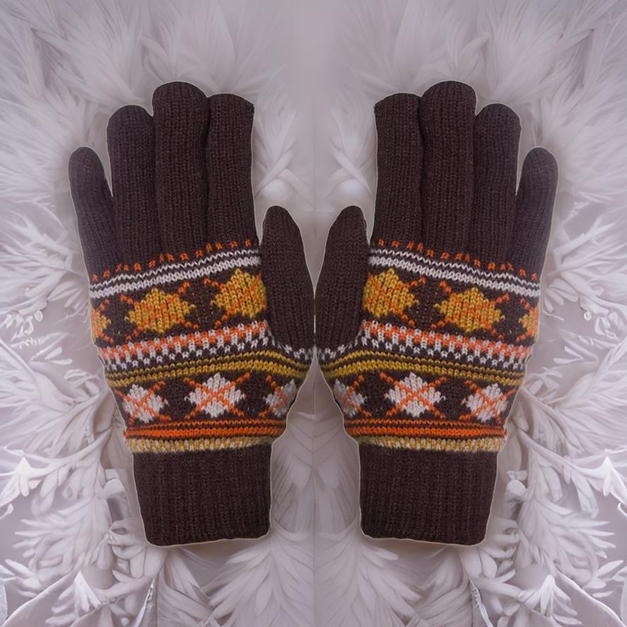 Geometic Fully Lined Knitted Gloves