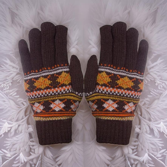 Geometic Fully Lined Knitted Gloves