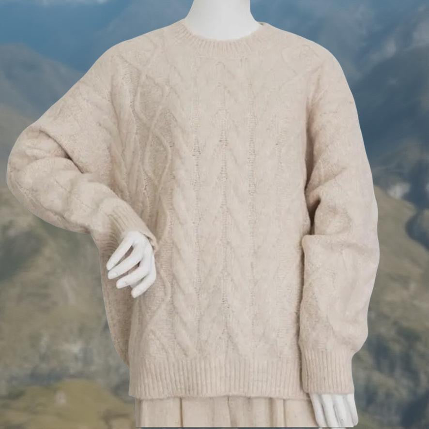 Cozy Off-White Cable Pullover Sweater