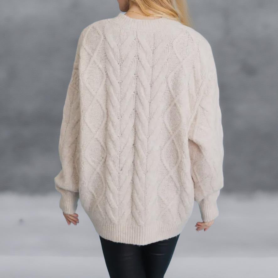 Cozy Off-White Cable Pullover Sweater