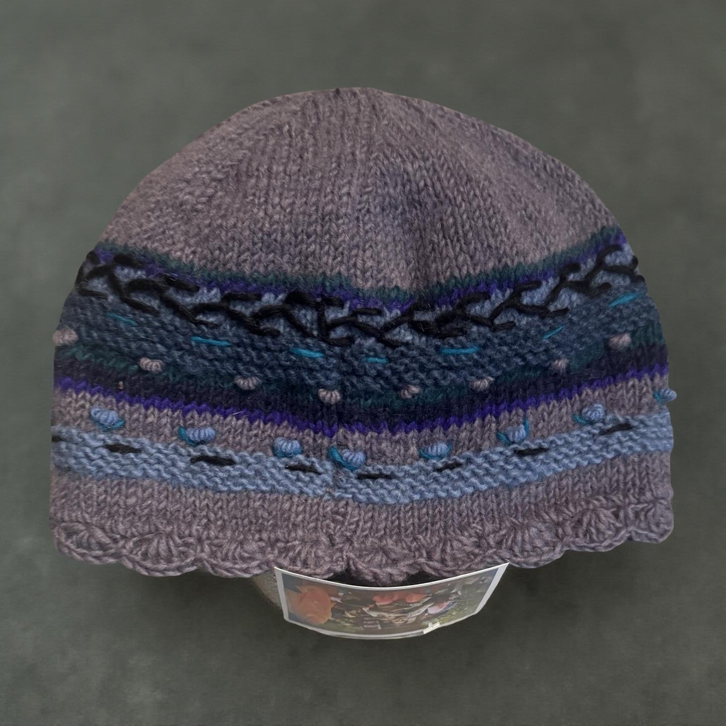 Embroidered Flower Hat - Wool